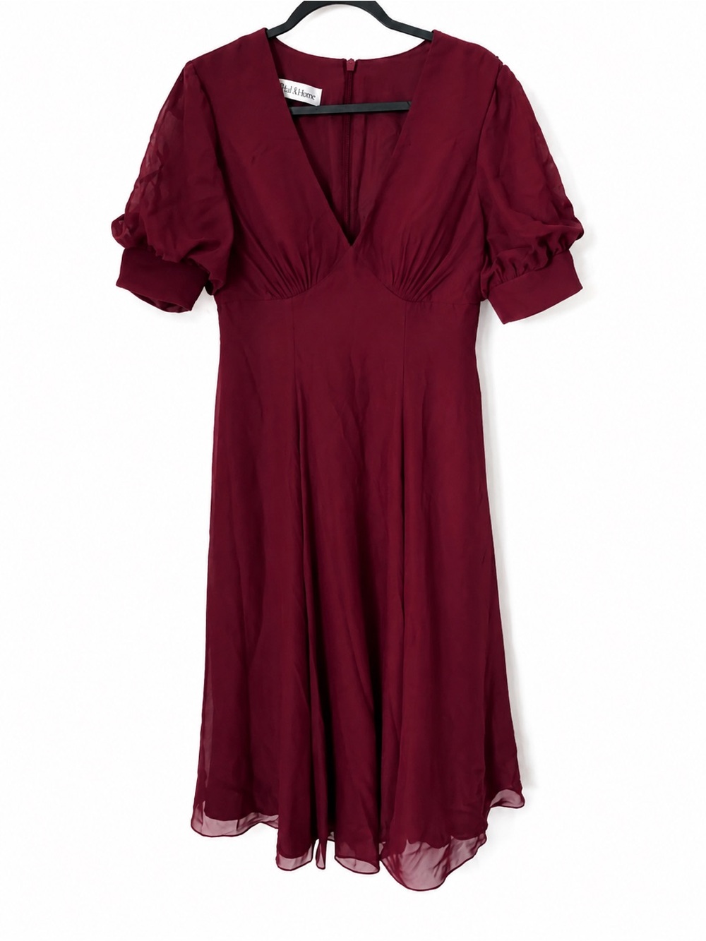 NWT JJ's House Wioletta Cabernet Pleated Chiffon Midi Cocktail Dress‎ 8